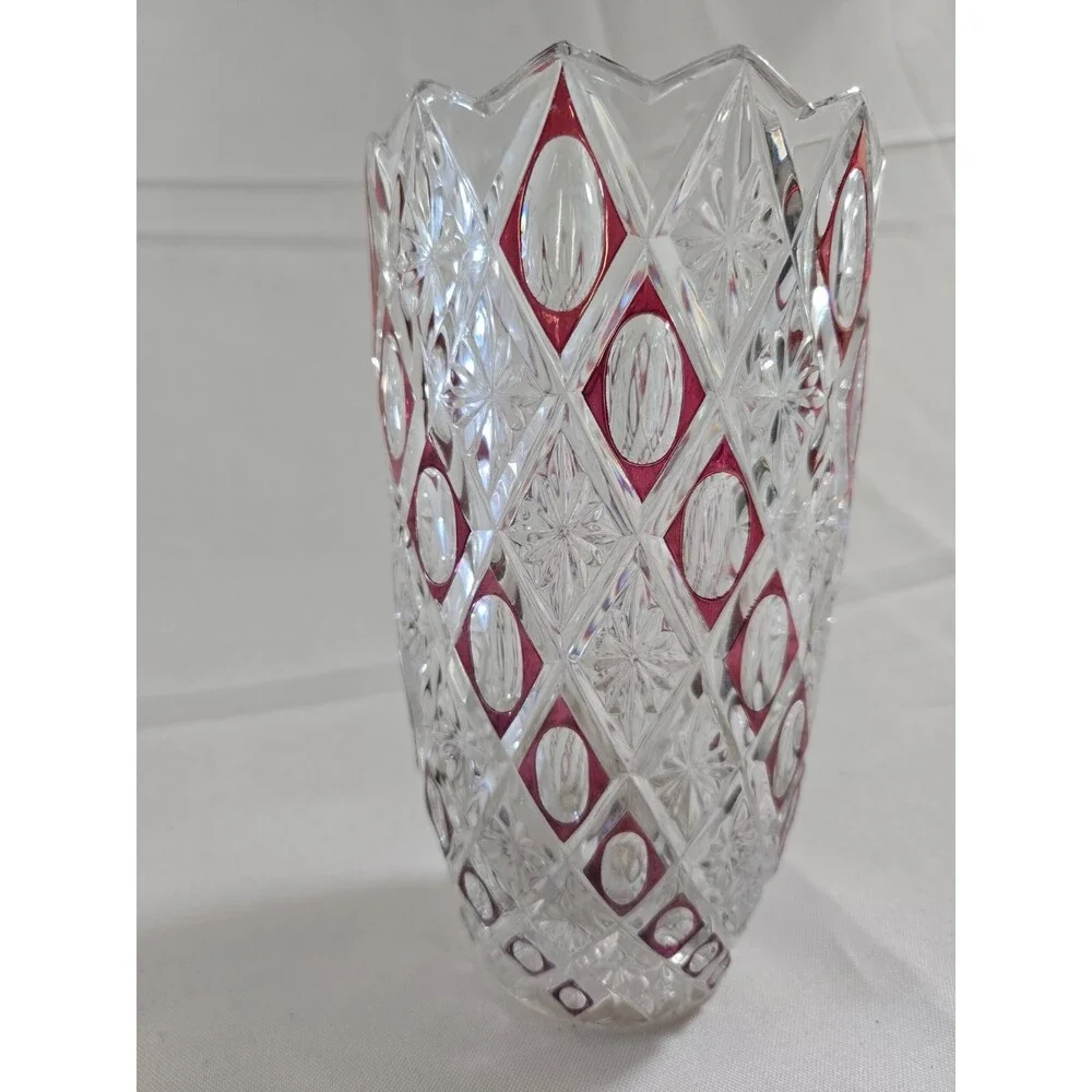 Vintage Antique Germania Beautiful Artistic Design Multicolor Crystal Vase